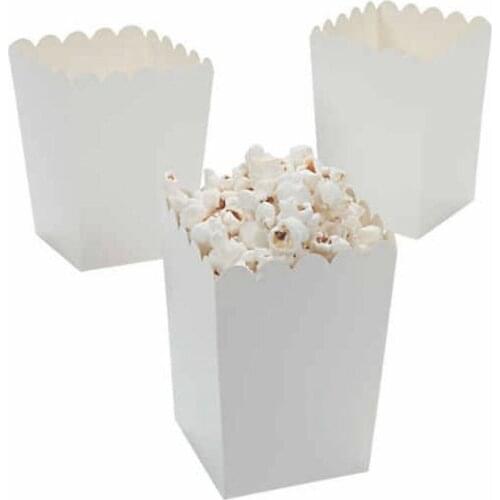 12pcs Pure White Popcorn Boxes Containers for Family Movie Night, Theaters, Festivals, and Party Favors