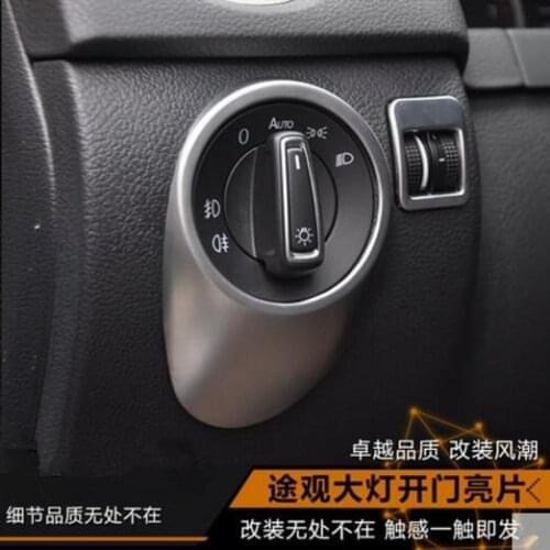 2pcs/set ABS Chrome Headlight Switch decoration frame sticker For Volkswagen Tiguan 2010-2016 Car-styling auto accessories
