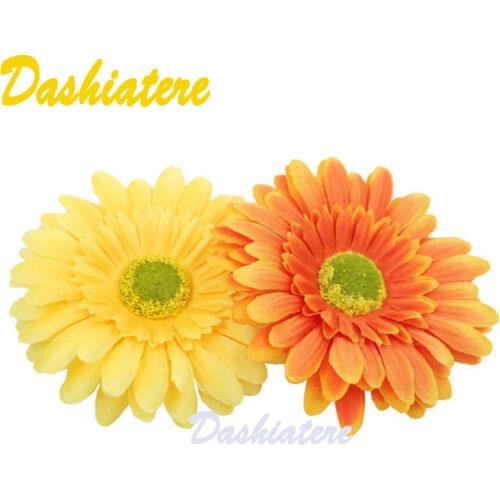 2pcs/lot Artificial Fabric African Daisy Flowers Hair Clips Orange Yellow Gerbera Hat Brooch Pins Head Accessories Party Gift