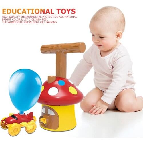 2-in-1 Power Balloon Car Toy Launcher Power Car Toy Set Inertial Power Educational Toys Mushroom Flying Car Toy