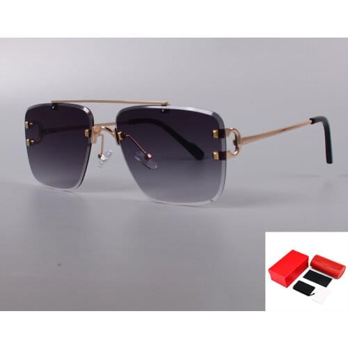 2021 new Rimless Sunglasses Men Women 2021 Fashion Gray Sqaure Sunglasses For Men UV400 Brand Luxury Glasses 3040