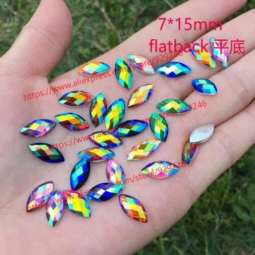 30pcs/pack 7*15mm mariquesa resin stone flatback red sapphire yellow green pink black AB rhinestone for shoes DIY hand crafts