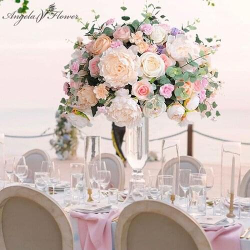 50/60/70cm Artificial table centerpiece flower ball silk Roman flower pot wedding store decor stage road lead photography props