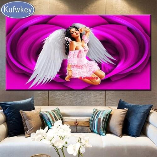 5D DIY Full Square Round Resin Diamond Painting Sexy White wing Woman Cross Stitch Embroidery Mosaic New Arrival Home Wall Decor
