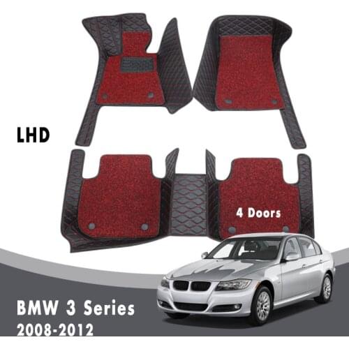 Car Floor Mats Carpets For BMW 3 Series 4 Doors 2012 2011 2010 2009 2008 Luxury Double Layer Wire Loop Auto Protector Covers
