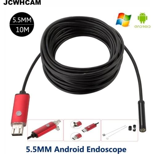 JCWHCAM PC USB Endoscope Android Camera 5.5mm Len HD 480P IP67 Waterproof Pipe Borescope Endoscoop Camera Snake Tube Inspection
