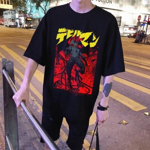 Harajuku Manga T Shirt Japan Anime Debiruman Cool Devilman Crybaby Print T-shirt Mens Summer tops Cotton Short Sleeve Streetwea