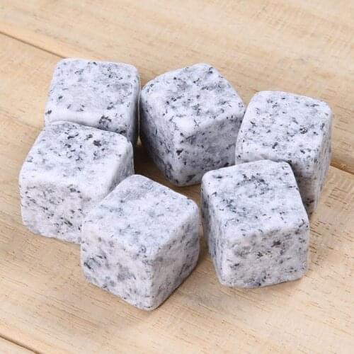 6pcs Granite Pouch Whisky Stone Rock Cubes Glacier Rocks Natural Bulk Cooler For Xmas Barware Houehold Drinking Tool Gifts