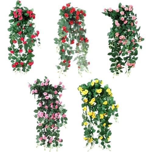 Artificial Hanging Flowers Roses Wall Hangings Wedding Decorative Decoration Interior Home Decor Simulation Rose Rattan Pendant