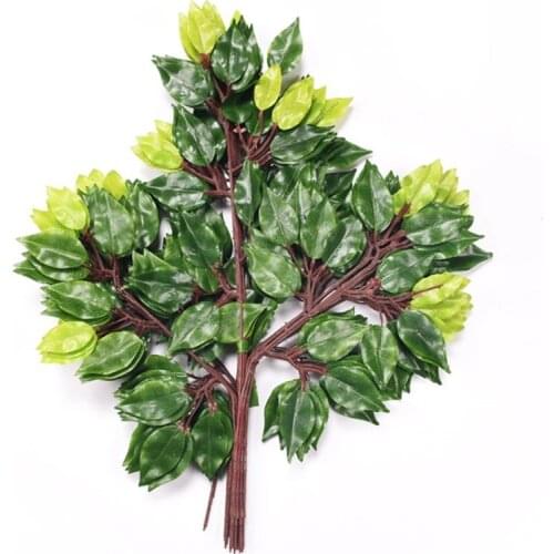 12pcs PP lamination Artificial Banyan Tree Branches Leaves Simulation Green Plant Flowers Home Shopping Mall Decorative Flower