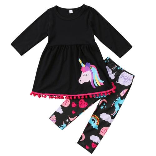 Kid Girls Clothing Set Unicorn Toddler Kids Baby Girls Outfits Clothes Long Sleeve T Shirt Top+ Leggings