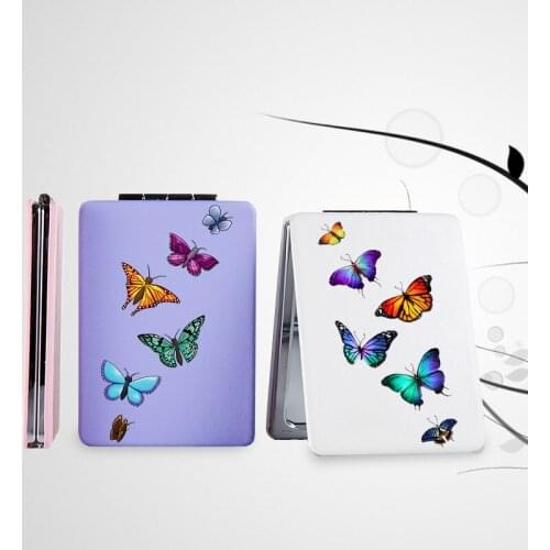 Butterfly Makeup Mirror with Double Sides for Women Portable Travel Folding Magnifying Compact Pocket Cosmetic Vanity Mirrors
