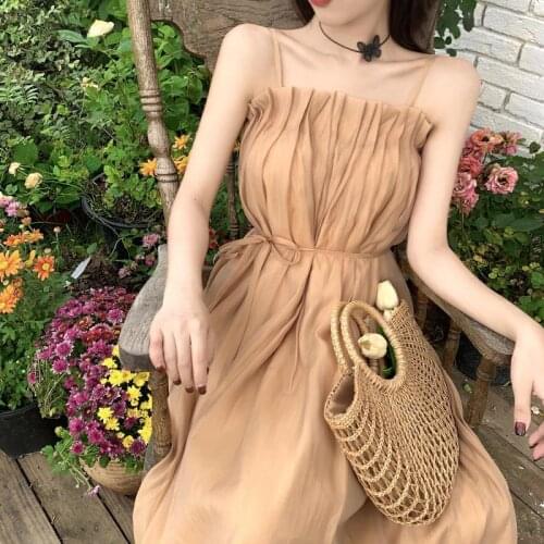Summer Casual Beach Elegant Dress Women 2021 Backless Sexy Party Midi Strap Dresses High Street Korean Fashion Sundresses Boho