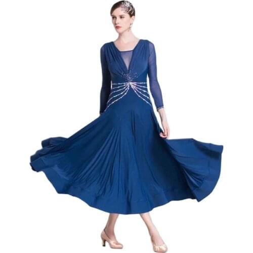M-18214 Women ice silk ballroom dance dress adult modern dance practice dress Tango rumba dance practice dress for sale