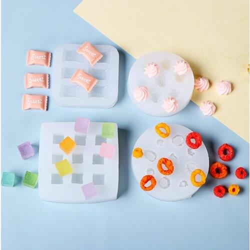Cute Small Cookies Candy Doughnut UV Epoxy Resin Silicone Mold Turning Cube Sugar Decoration DIY Earrings Jewelry Making