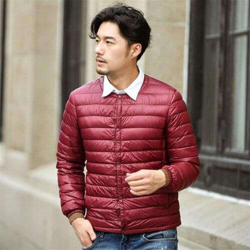 2018 big size autumn Slim men Short O-neck Jackets man Ultra Light coat 90% white duck down coats long sleeve winter Jacket 5625
