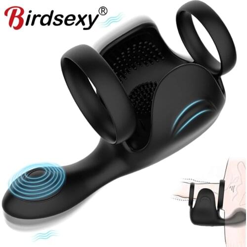 New 10 Speed Penis Ring Vibrator For Men Delay Ejaculation Erotic Male Sex Toy Chastity Cock Ring Dildos Vibration For Gay Adult