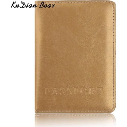 KUDIAN BEAR Leather Men Passport Cover Money Wallet Travel Card Holder Case Fashion Male Business Card Bag BIH238 PM49