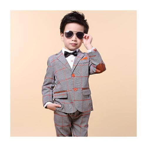 Children clothing kids boys sets2016 spring boys gentleman suit kids button plaid fashion cool boys sets kids blazer for boys