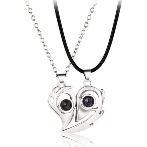 Titanium Steel Couple Necklaces Magnet Choker 316 L Stainless Steel Magnetic Heart Necklace For Women Men Valentines Day Gift