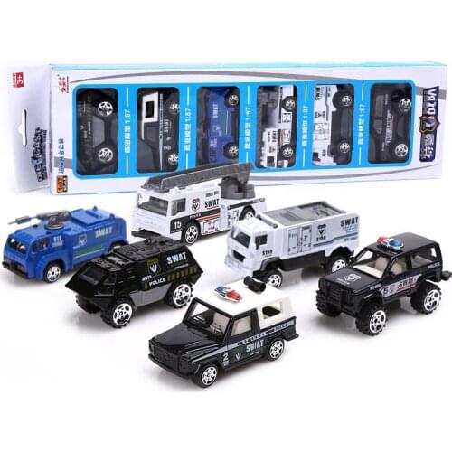 Sale 1:87 SWAT alloy model,6 gifts Packed rescue car toy,childrens educational birthday gift,free shipping