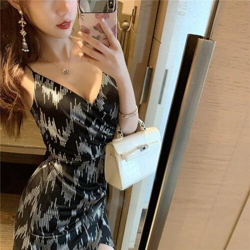 Real Shot 2021 New Summer Womens Fashion V-Neck Waist Split Holiday Beach Sling Dress