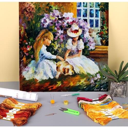 Three Little Friends Pre-Printed 11CT Cross Stitch Patterns Embroidery DMC Threads Handiwork Craft Painting Sewing Adults