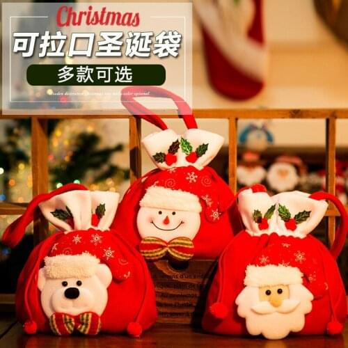 Christmas Decoration cute Christmas velvet gift bag Santa kids gift candy bag