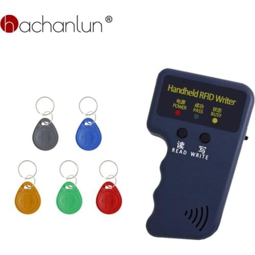 Handheld 125KHz RFID Duplicator Copier Writer Programmer Reader + Keys Cards EM4305 T5577 Rewritable ID Keyfobs Tags Card