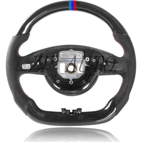 Real Carbon Fiber Steering Wheel Perforated Leather Fits For Mercedes Benz AMG W212 W213 W211 E300 W202 W204 W205 C E Class C63S