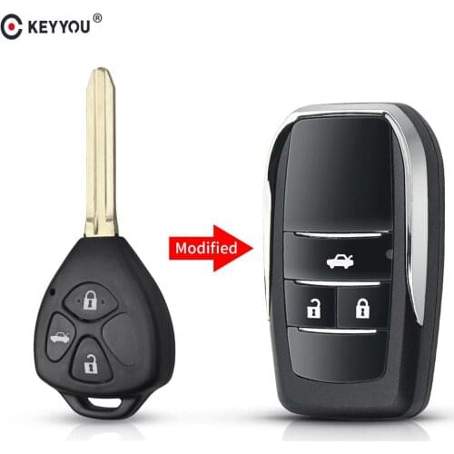 KEYYOU 10pcs Replacement For Toyota Camry Corolla RAV4 Reiz Modified Flip Remote Key Shell Case TOY43 Blade Fob Blank Cover