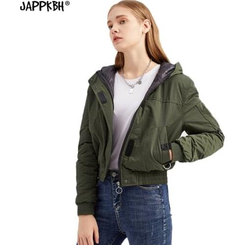 Hooded Coat Women 2021 Casual Thick Warm Autumn Winter Short Tooling Jacket Female Loose Long Sleeve Parkas Vintage Outwear