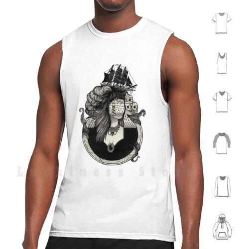 Lady Light. tank tops vest 100% Cotton Lighthouse Headlight Sailing Ship Ship Pirate Lady Joreeman Skull Octopus Kraken