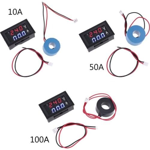 0.28" Digital Voltmeter Ammeter AC 60-500V 10A 50A 100A Current Meter Volt Gauge with Current Transformer