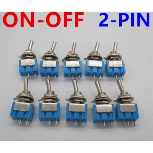 10PCS MTS-101 2-Pin SPST Touch ON-OFF 6A 125V Toggle Switch Mini Switches Miniature Toggle Switches Free Shipping