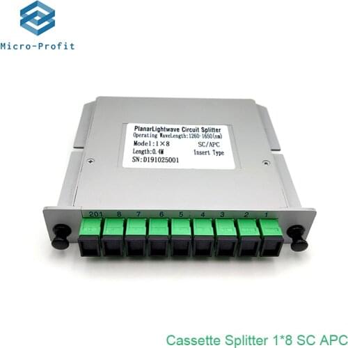 10pcs PLC Cassette Insertion Type SC APC 1x8 Fiber Optic Splitter 1x8 SC UPC Fiber Optical Box FTTH 1x8 PLC Splitter box