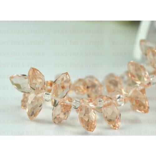 100pcs 6x12mm Pink Color Briolette Pendants Waterdrop Crystal Glass Jewelry Loose Teardrop Beads DIY