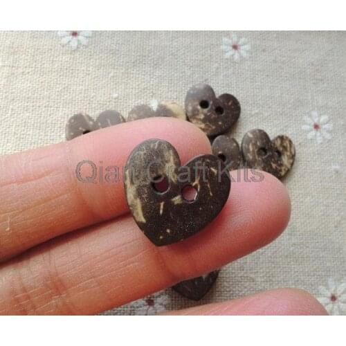200pcs big 16mm heart coconut shell Buttons 2 holes in natural color