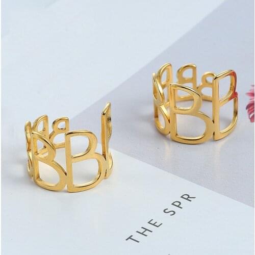 2021 Finger Rings Opening Design Rings Fashion Irregular Letter B Adjustable Geometric for Women Men Jewelry Gift