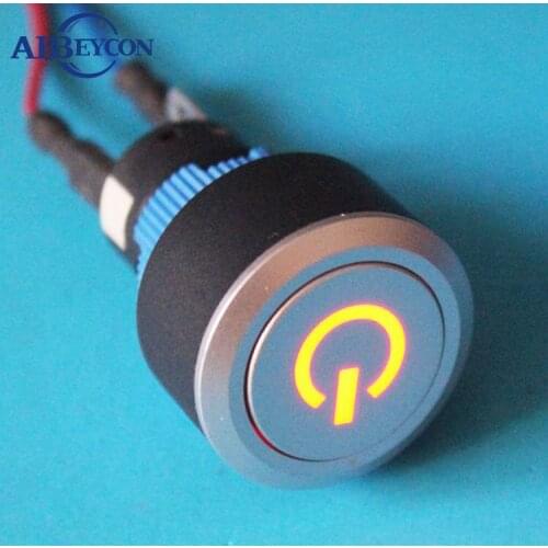 2228F waterproof 22mm start power symbol illumination,momentary plastic pushbutton power switch with LED symbol