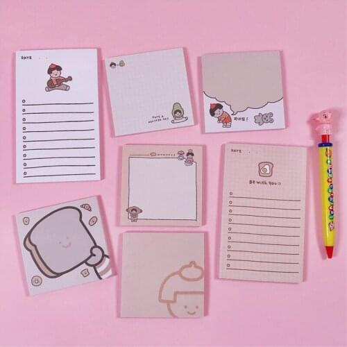 50 Sheets Kawaii Bread Girl Series Memo Pad Cute Stationery N Times Sticky Notes Portable Notepad School Office Supply Papeleria