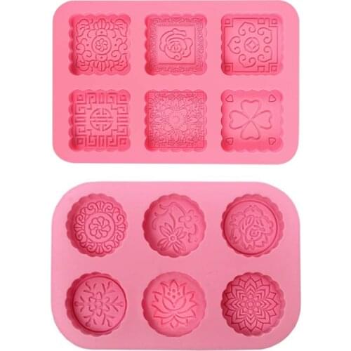 6-Cavity 3D Round Square Silicone Mold Soap Cake Chocolate Making Mousse Dessert Pastry Mould Decorating M6CE