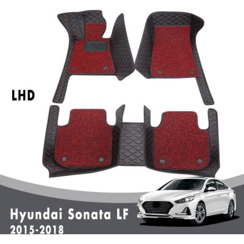 Car Floor Mats Carpets For Hyundai Sonata LF 2018 2017 2016 2015 Luxury Double Layer Wire Loop Leather Auto Accessories Parts