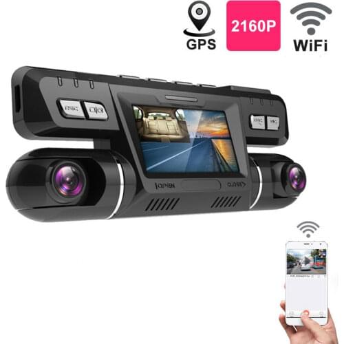 4K 2160P Car DVR Dash Camera Support WiFi GPS Front and Cabin Dual Lens Full HD 1080P + 1080P Night Video Car Cam Recorder
