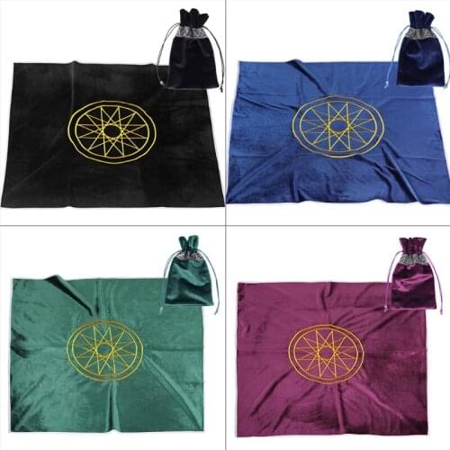 Art Divination Velvet Table Cloth Pagan Altar Astrology Tablecloth with Cards Bag 80x80cm