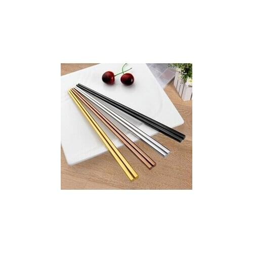 Free shipping 50 pairs/lot High Grade 304 Stainless Steel Square Chopsticks China Dinnerware 4 Colors