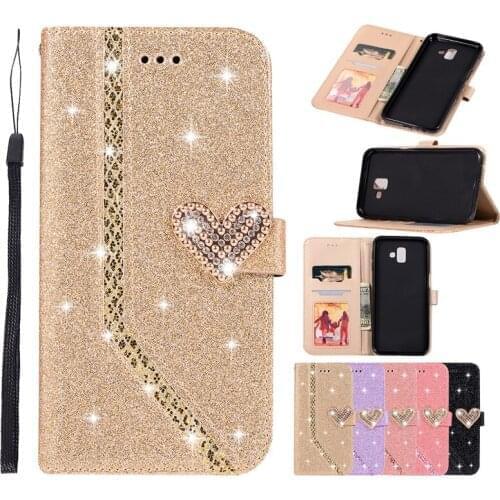 Case For Samsung Galaxy A8 2018 A8 Plus Cover for Galaxy A6 a6 Plus case Bling Glitter Flip leather stand wallet Case kimTHmall