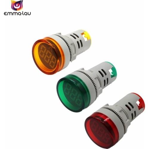 22MM Digital AC Voltmeter Voltage Meter Mini Indicator Lamp AD16 LED Display Voltage Detector Tester Lights 5 Colors 60-500V AC