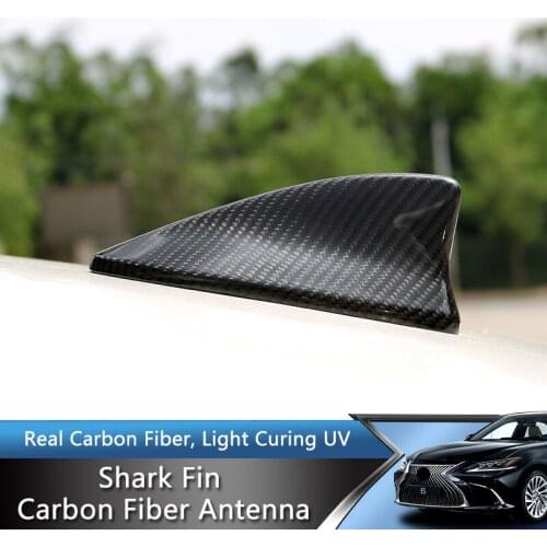 QHCP Shark Fin Antenna Decorative Stickers Real Carbon Fiber Roof Antenna Aerials Cover Trims For Lexus ES200 260 300H 2018-2021