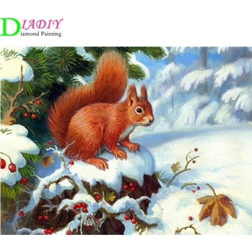 DIADIY 5D Diamond Painting Animals Squirrel Diamond Embroidery Full Square Diamond Mosaic Cross Stitch Landscape Home Decor